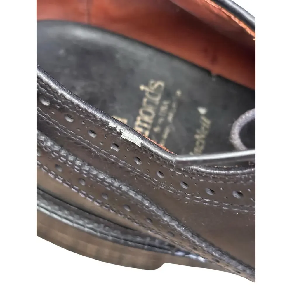 Vintage Allen Edmonds MacNeil Black Wingtip Oxfords Size 10.5 D USA Made Preppy‎